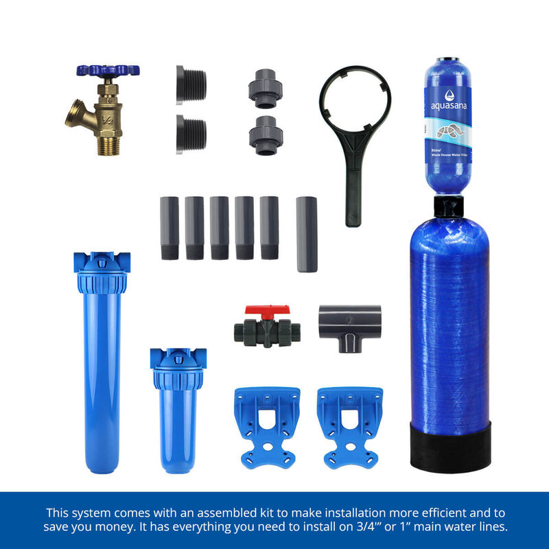 Rhino&reg; Max Flow with Tall Salt-Free Water Conditioner, Max Flow UV Filter, Pro-Grade Bypass Kit and Low Maintenance Pre-Filter image number 2